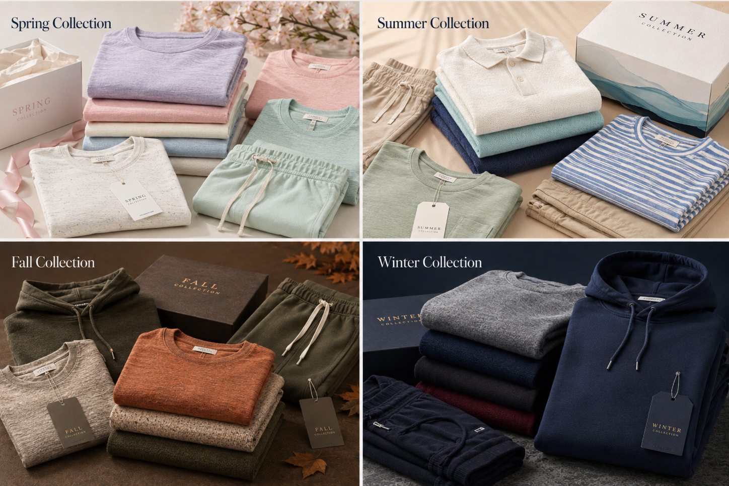 Seasonal apparel collection concept with folded knitwear